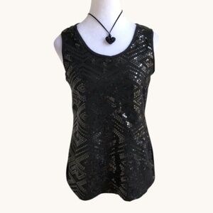 Covington Top Black Sequin Sleeveless Tank (S)